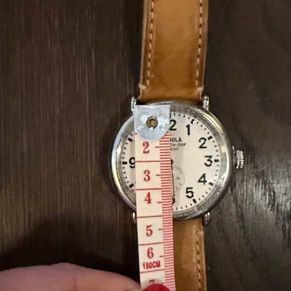 Shinola large face tan Leather Strap Watch with Silver Case - Picture 7 of 7